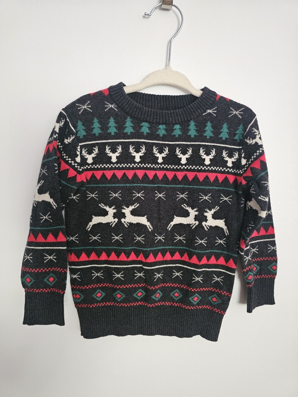 🧸2/20$ Andy & Evan Gray Reindeer Holiday Winter Sweater Size 2T Baby Boy